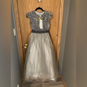 NWT Silver Sequin and Tulle Dress/Estimated Sz XS (Waist about 25 inches)